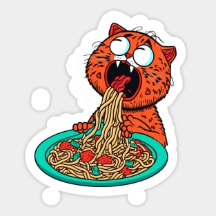 Cat eating spaghetti meme Sticker